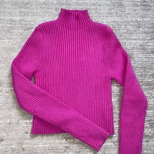 Zara Magenta Ribbed Turtleneck Sweater